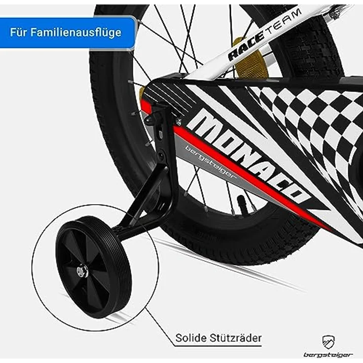 Bergsteiger Monaco 12 Zoll Kinderfahrrad, BMX, Stützräder, Rücktrittbremse, Trinkflasche, Kettenschutz, in tollen Farben – Bild 3