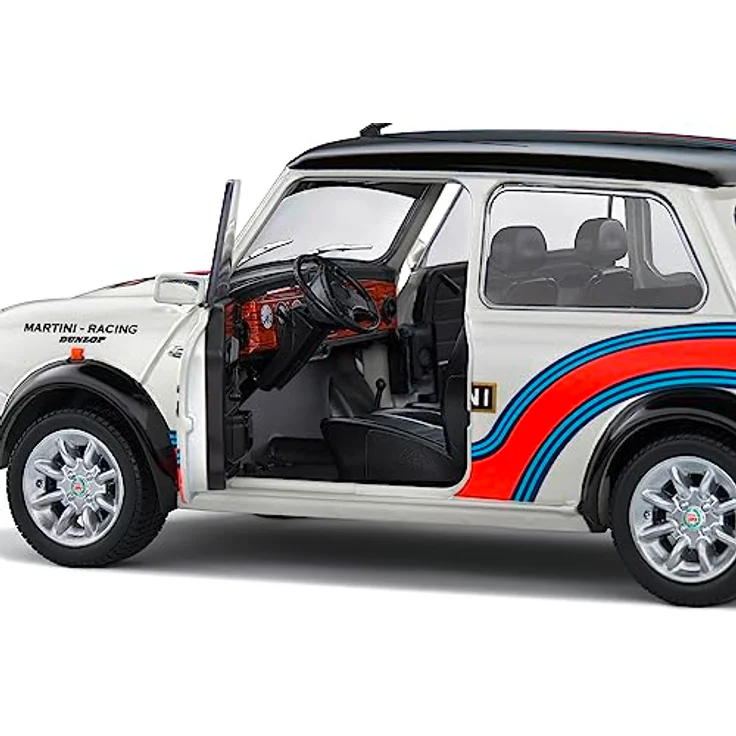 Solido 1:18 Mini Cooper MARTINI EVO, Modellauto aus Zinkdruckguss in detailgetreuer Nachbildung von 1998, mit Kunststoffsockel im Fensterkarton – Bild 6