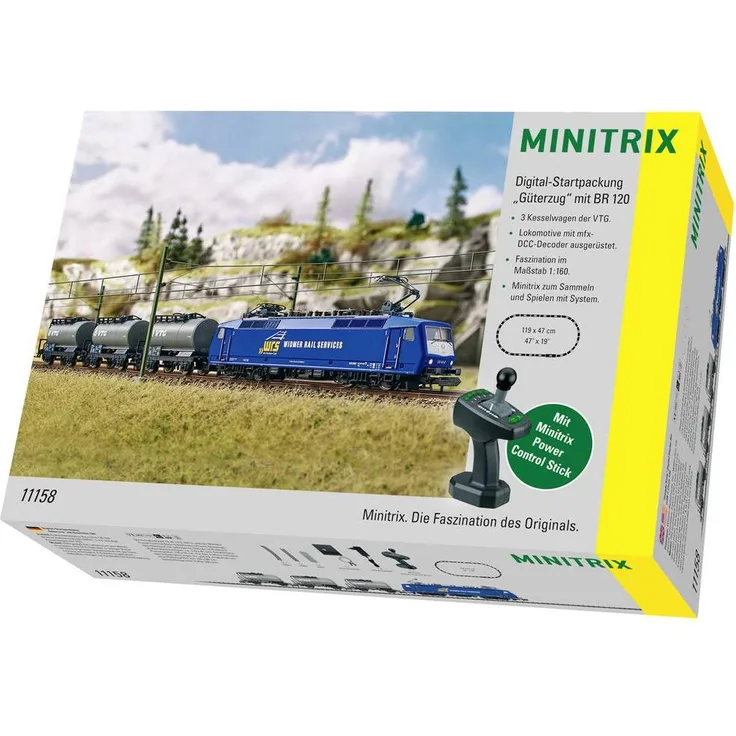 MiniTrix 11158 N Digital-Startpackung Güterzug mit Baureihe 120 der WRS (Spur H0c)