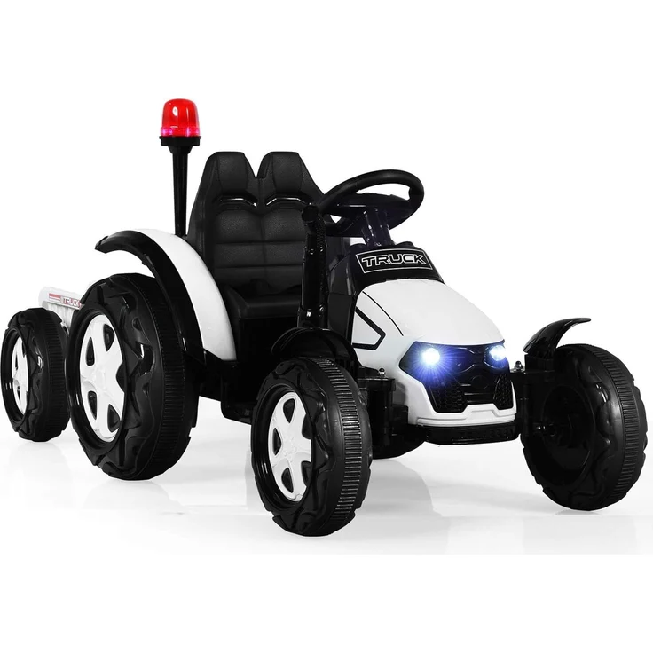 Dreamade Kinder Elektro Traktor mit abnehmbarem Anhänger & Fernbedienung, Trettraktor mit LED Lichtern, Musik, Hupe & USB, 12V 7AH Batterie, für Kinder ab 3 Jahre (Weiß)