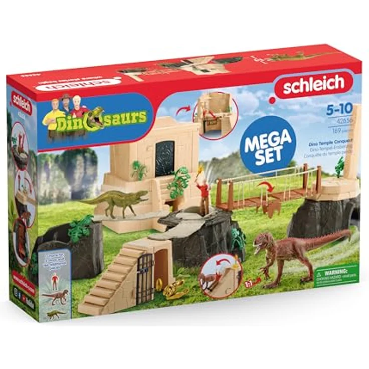 Schleich Dino Tempel Eroberung Mega-Set (42656) mit modularer Spielstruktur, inkl. 2 Dinosaurier und Figur Flynn, ca. 135 x 75 x 33 cm – Bild 9
