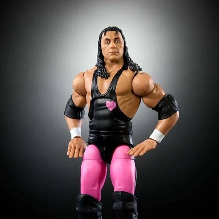 WWE Mattel Elite-Kollektion Bret Hart Actionfigur, Premium-Live-Event Set, Wrestlemania mit Howard Finkel Build-A-Figure-Teilen – Bild 3