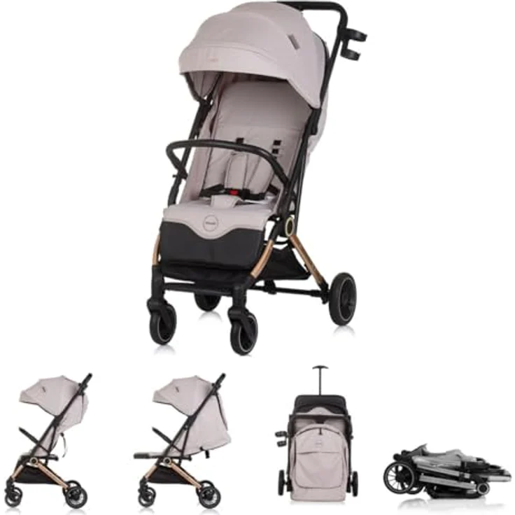 Chipolino Buggy Pixie, zusammenklappbar mit Getränkehalter, Ablagekorb und 5-Punkt-Sicherheitsgurt, hellbraun, max. 22 kg – Bild 1
