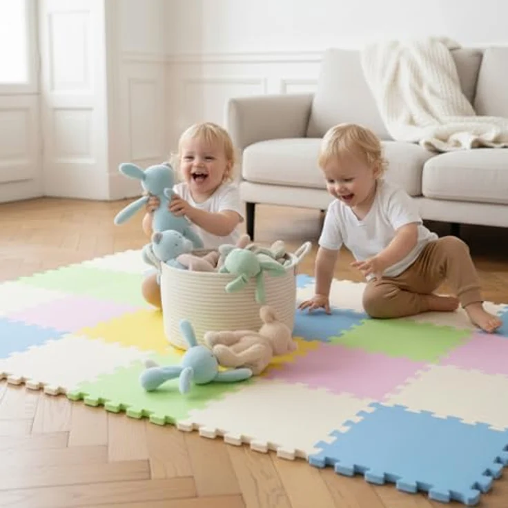 LittleTom Puzzlematte, 18 Teile bunte Baby Spielmatte, 30 x 30 cm Krabbelmatte für Kleinkinder – Bild 3