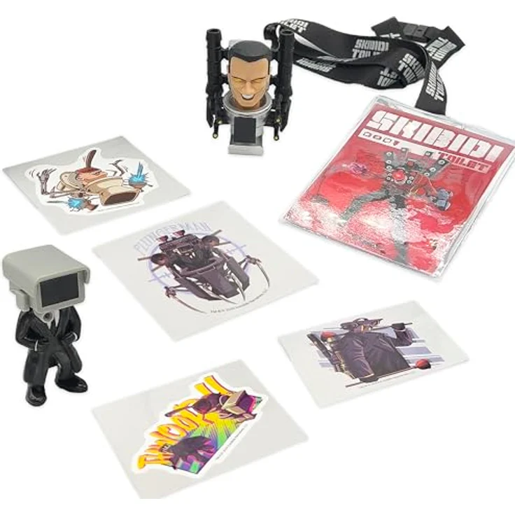 Skibidi Toilet Mystery Toilet, Sammelfigur mit spiring-loaded Mechanismus und interaktivem Spülgeräusch, Mehrfarbig – Bild 9