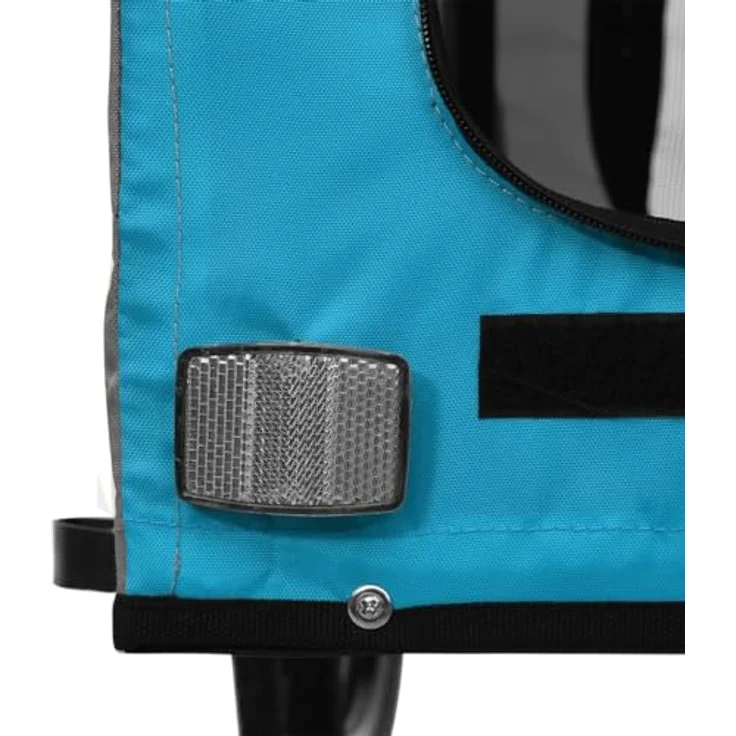 vidaXL Fahrradhundeanhänger Blau und Schwarz, Oxford-Gewebe & Eisen, für kleine Hunde und Katzen, mit PVC-Dach – Bild 6