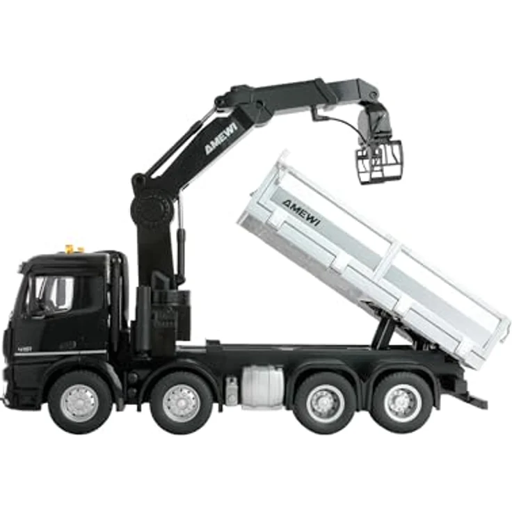 Amewi Mercedes-Benz Arocs Kranwagen mit Kipper 8x4/4 4WD, RTR Ferngesteuert, Metallic-Schwarz, mit Kippfunktion und elektrisch steuerbarem Greifer – Bild 3