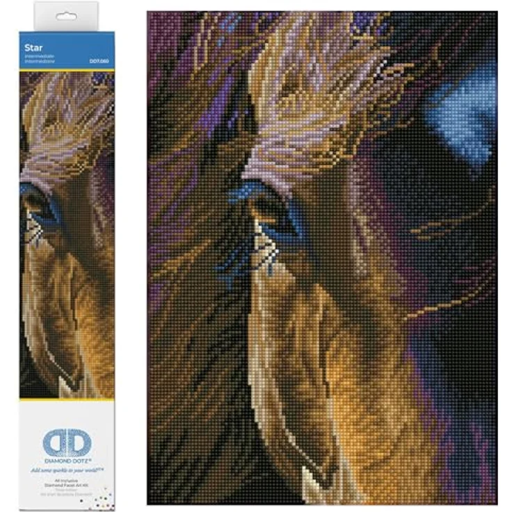 DIAMOND DOTZ DD7.060 Malset, mittelgroß mit runden Facettensteinen, Motiv "Braunes Pferd", 29.5 x 41.5 cm – Bild 1