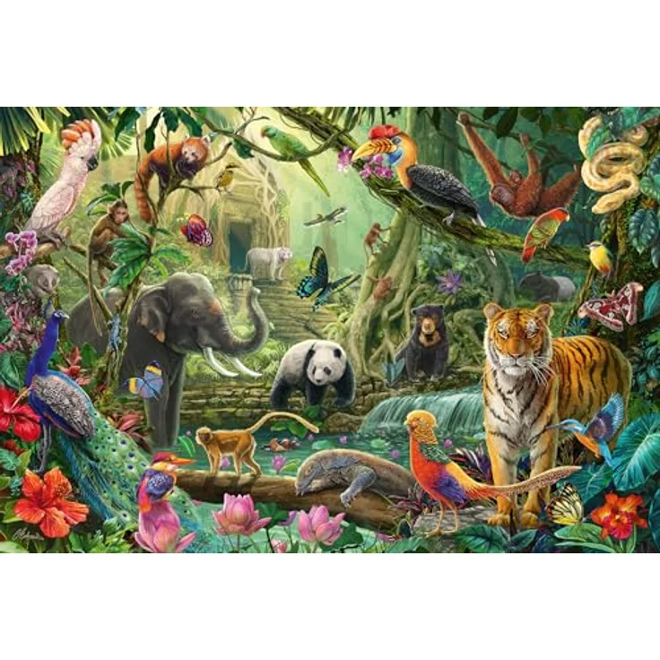 Schmidt Spiele 56485 Bunte Tierwelt im Dschungel, 100 Teile Kinderpuzzle, Puzzlemaße: 36,1 x 24,3 cm, ab 6 Jahren, 1 Spieler – Bild 2