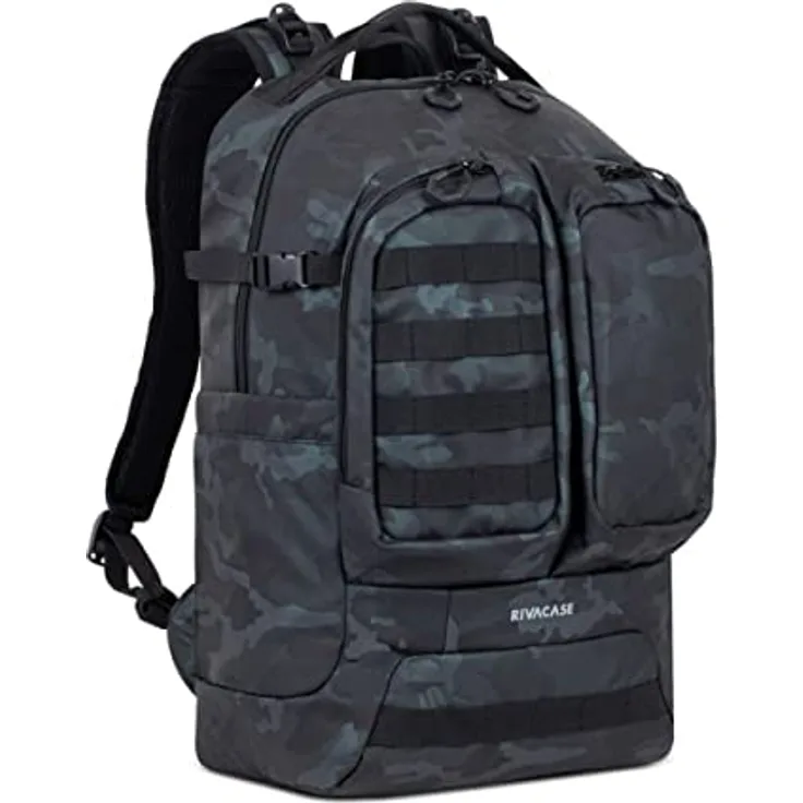 Rivacase Laptop-Rucksack 32 Liter, wasserdichter Schulrucksack 17,3 Zoll - Sportrucksack für Teenager - Jungen und Mädchen - zur Schule - in die Klasse (navy camo)
