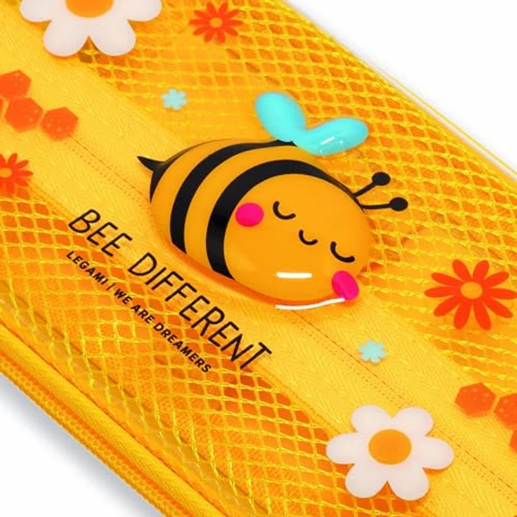 Legami Wonderwow Federmäppchen, Bee Motiv, 2 Fächer, Stifthalter, Netzstoff-Innenfach, Reißverschluss, 23 x 11 x 5 cm – Bild 4