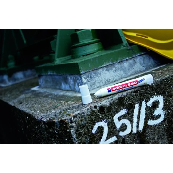 edding 950 Industrie Pastenmarker - weiß - 1 Stift - Rundspitze 10 mm - Marker zum Beschriften von Metall, Stein, Holz - raue oder nasse Oberflächen - permanent, wasserfest – Bild 4