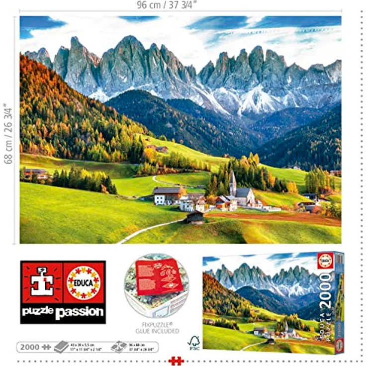 Educa - Puzzle 2000 Teile Herbst in den Dolomiten, Landschaftspuzzle für Erwachsene und Kinder ab 14 Jahren, FSC-zertifiziert, 96 x 68 cm – Bild 3