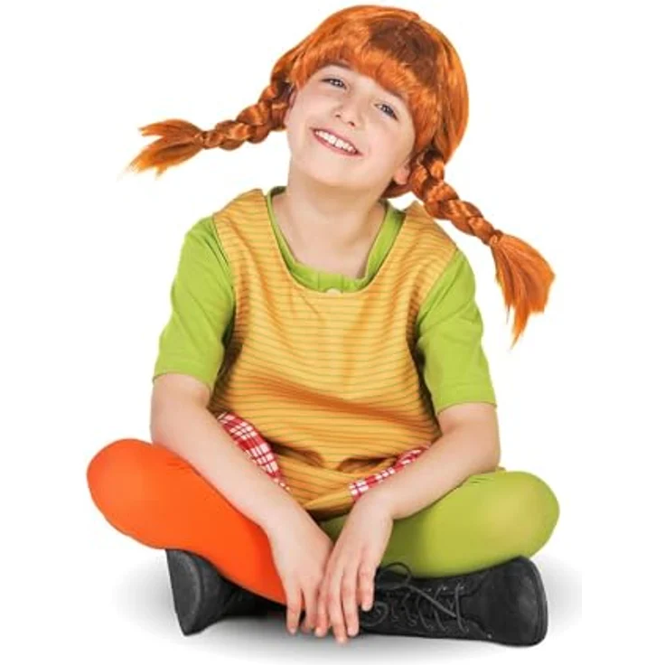 Maskworld Pippi Langstrumpf Kostüm für Kinder - 3teilig - grün/gelb Lizenz Filmkostüm (156/164) - Originalgetreues Design, bequemer Schnitt, für Rollenspiele – Bild 4