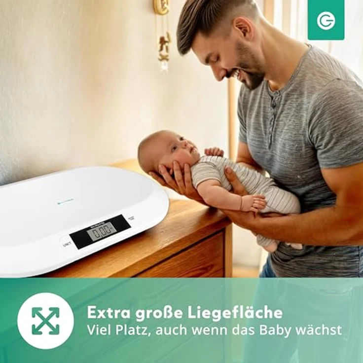 Silvergear® Babywaage, Digitale Kinderwaage bis 20 kg mit LED Anzeige, 54,5 x 31,5 x 3,5 cm, weiß – Bild 4