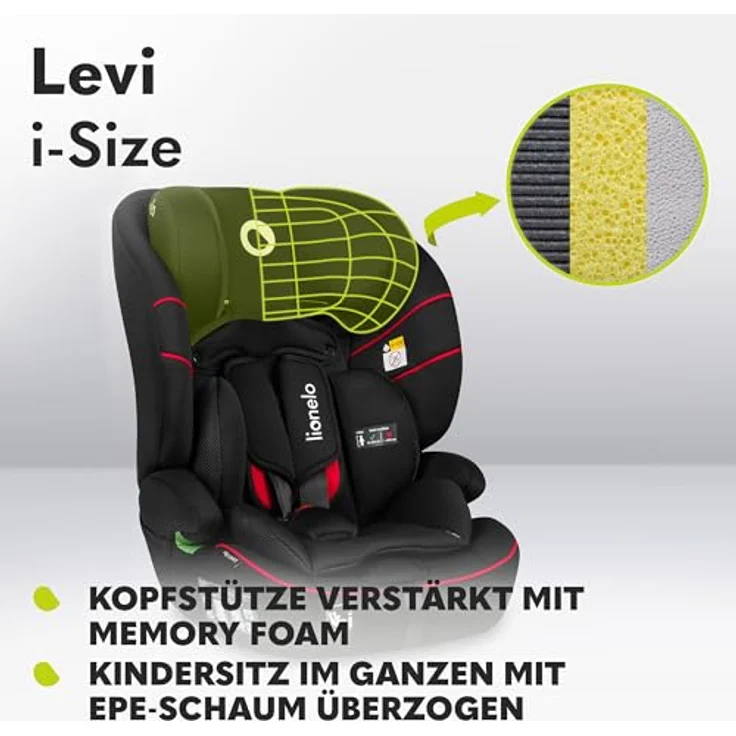 lionelo Autokindersitz LEVI I-SIZE, i-Size, universell passend, passt in alle Autos – Bild 9