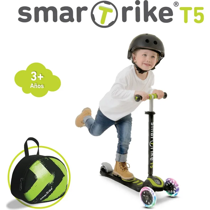 smarTrike 2-Stufen-Scooter grün mit T-Lock-System, teleskopierbarem Lenker und zwei Hinterrädern für Kinder ab 5 Jahren