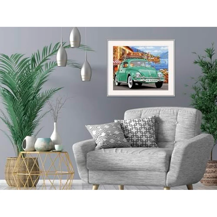 Schipper Malen nach Zahlen Meisterklasse Premium - Volkswagen Käfer, Made in Germany, Maltafel 40 x 50 cm mit vorgemischten Acrylfarben – Bild 5