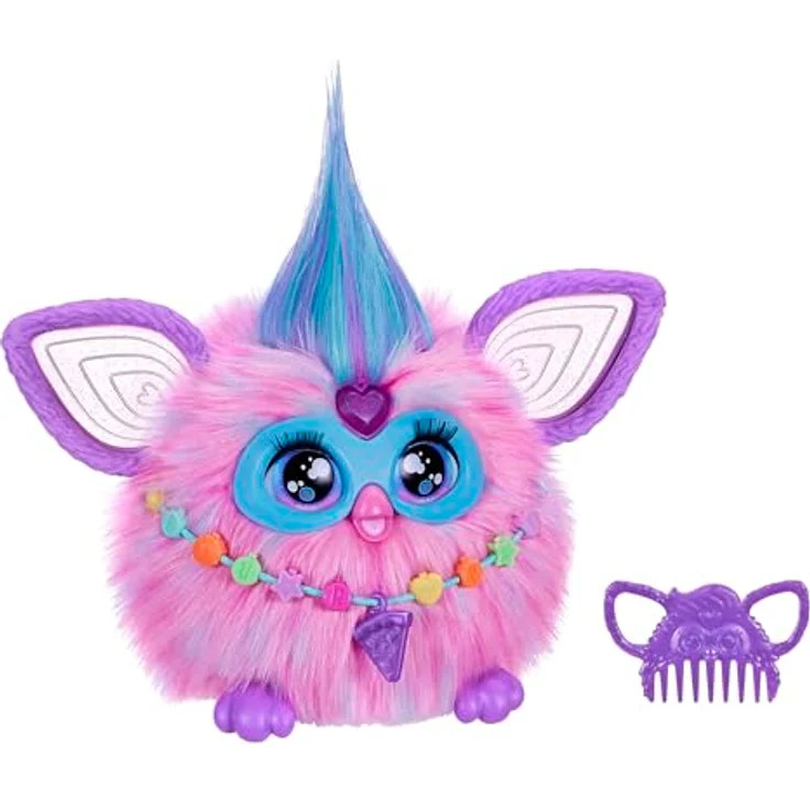 Hasbro Furby Pink, interaktives Plüschtier mit über 600 Reaktionen, 20 cm, rosa & hellblau – Bild 1