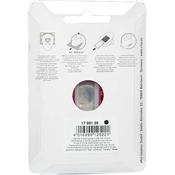efco 1790109 Stanzer S, Kreis gezahnt 5/8 Zoll Motivstanzer, Kern: Metall, Pink, 6 x 4 x 4,5 cm – Bild 4