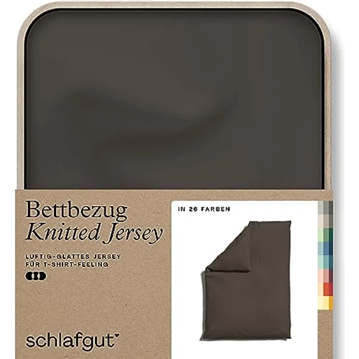 schlafgut Knitted Jersey Bettwäsche 135x200cm Bettdecke Bezug einzeln, Sand Deep Uni, weich und faltenfrei mit Elasthan
