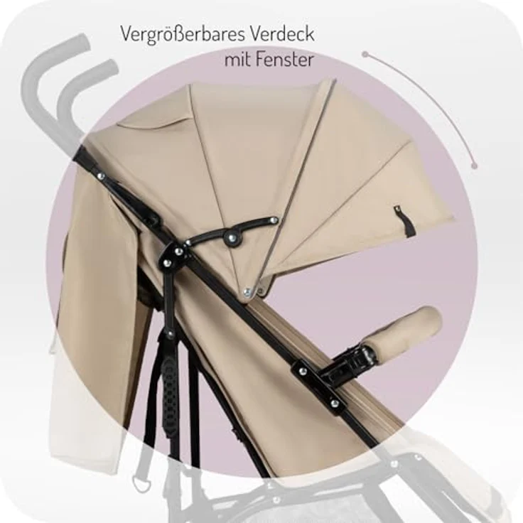 MoMi AKIRA Kinderbuggy Kinderwagen, 6 Monate (bis 15 kg), verstellbarer 5-Punkt-Sicherheitsgurt, Babytasche, Einkaufskorb, Regen- und Insektenschutz, leicht und wendig, grau – Bild 5