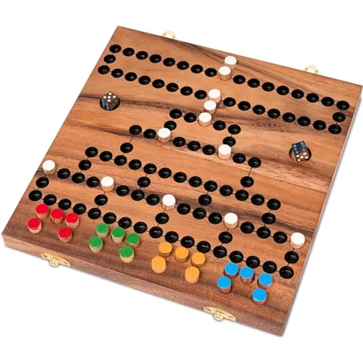 Logoplay Blockade, Brettspiel für 2-4 Spieler, zusammenklappbar mit Metallverschluss, Spielfeld 26 x 27 cm aus Samena-Holz – Bild 1