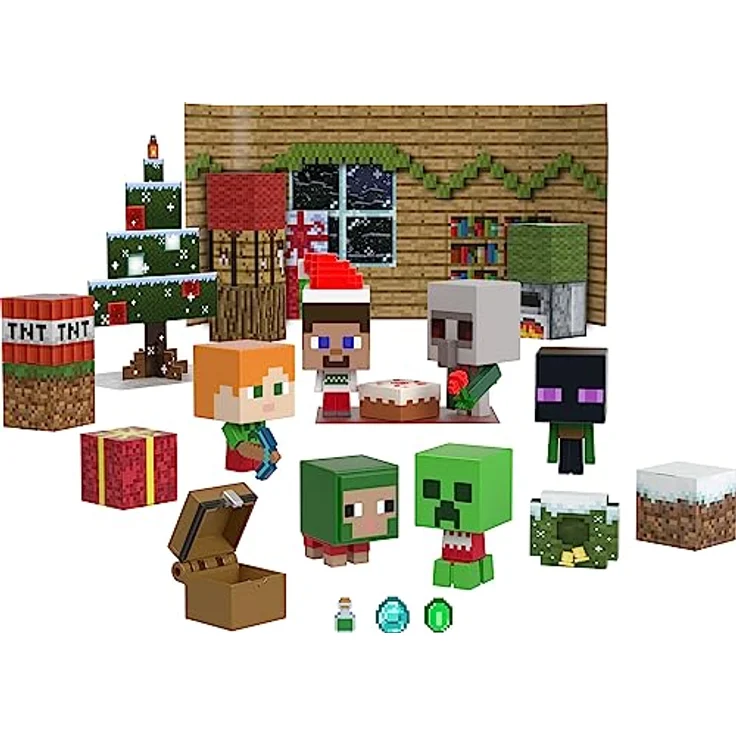 MINECRAFT Mob Heads Adventskalender - 24 Überraschungen mit Steve, Mobs und Zubehör im verpixelten Look des Videospiels, ausstanzbarer Verpackungsteile, für Fans ab 6 Jahren, HND33 – Bild 5