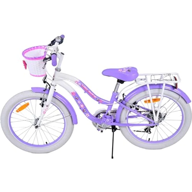 Volare Kinderfahrrad 20 ZOLL Mädchen Rad LOVELY 7 Gänge 22125, Korb, Seitenständer, Gepäckträger, lila-weiß – Bild 7