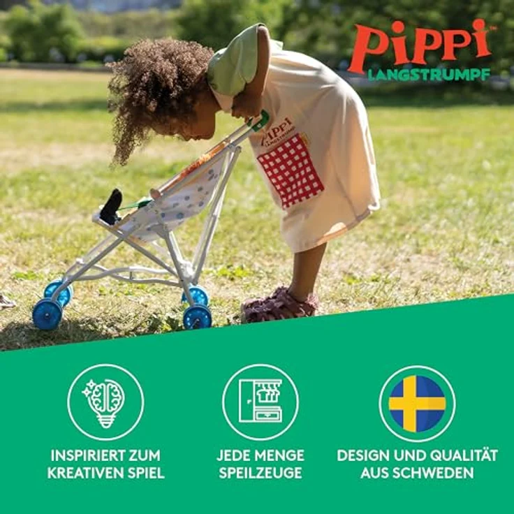 Pippi Langstrumpf Puppenwagen Kleiner Onkel mit fantasievollem Motiv, rosa – Bild 2