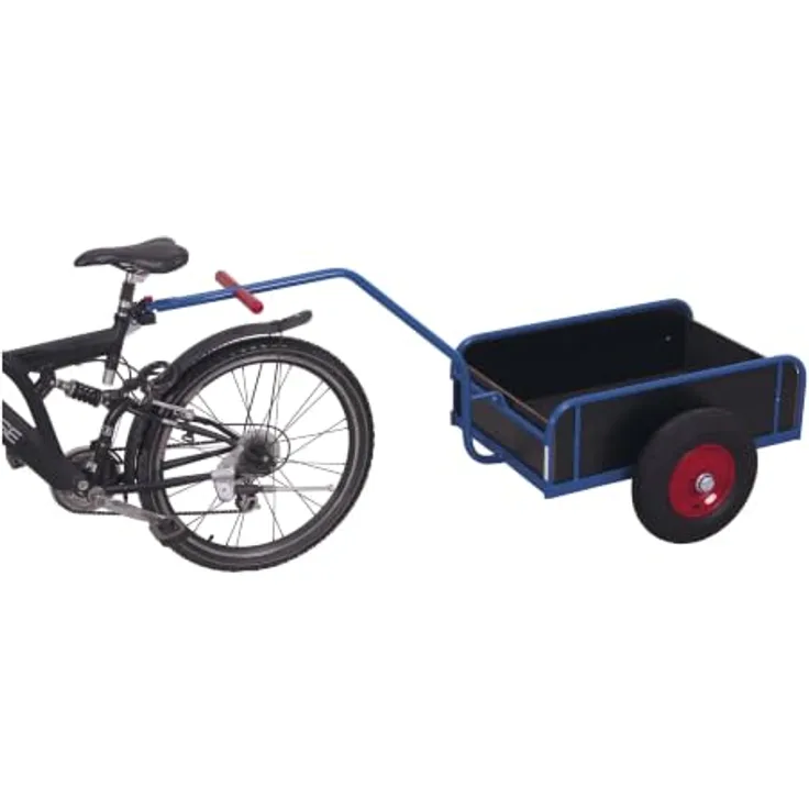 VARIOFIT Variofit Fahrradanhänger mit Bordwand, Ladefläche 805x535 mm, RAL 5010 enzianblau, Traglast 400 kg, Luftbereifung
