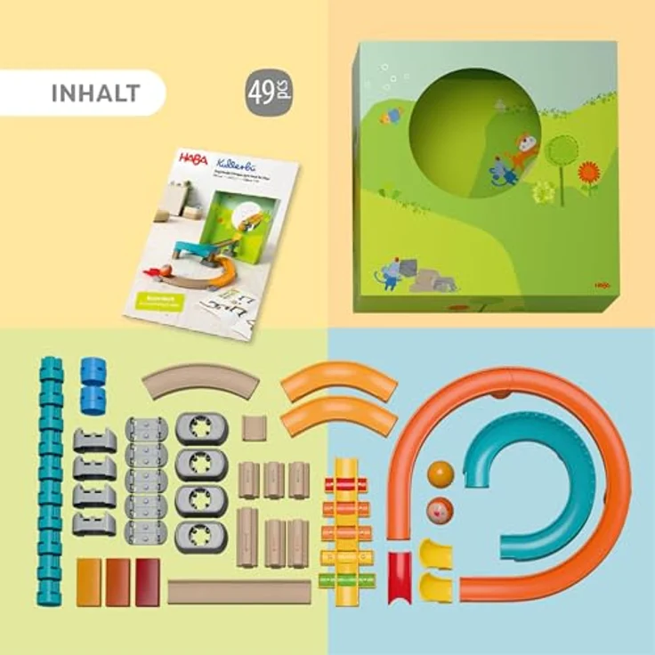 HABA Kullerbü Kugelbahn Klangtreppe Step by Step, Mitwachsendes Spielset mit 47 Teilen, Sound-Effekten und stabilen Klick-System, für Kinder ab 12 Monaten – Bild 4