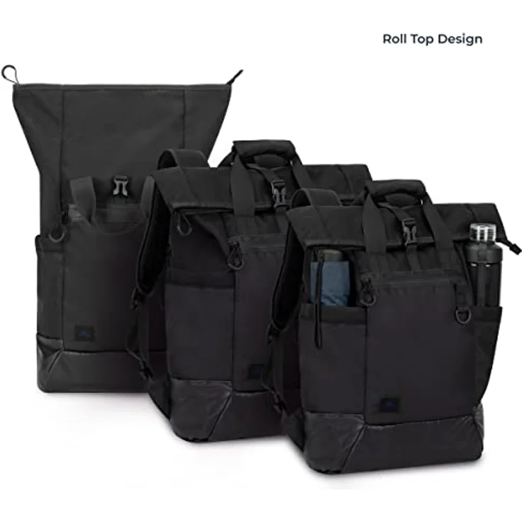 Rivacase Ultraleichter Rucksack Laptop bis 15.6 Zoll - Tagesrucksack - Unisex Erwachsenen - wasserdichter Schulrucksack und Schultasche - Sportrucksack für Reisen und Arbeit / 5321 (schwarz) – Bild 5