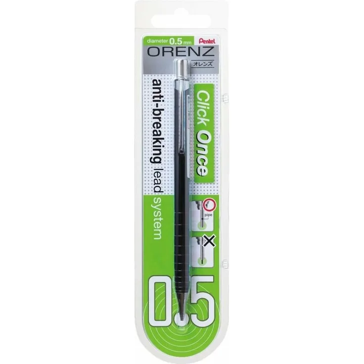 PENTEL Orenz Druckbleistift, schwarz mit 0,5 mm Mine und Anti-Bruch-System