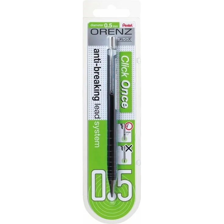 PENTEL Orenz Druckbleistift, schwarz mit 0,5 mm Mine und Anti-Bruch-System