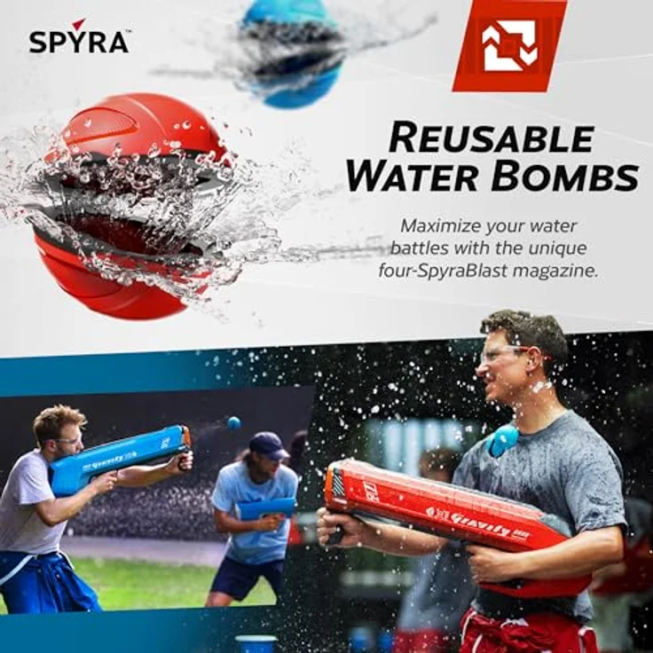 SPYRA SpyraGravity, Blaster mit 4 wiederverwendbaren Wasserbomben, blau – Bild 5