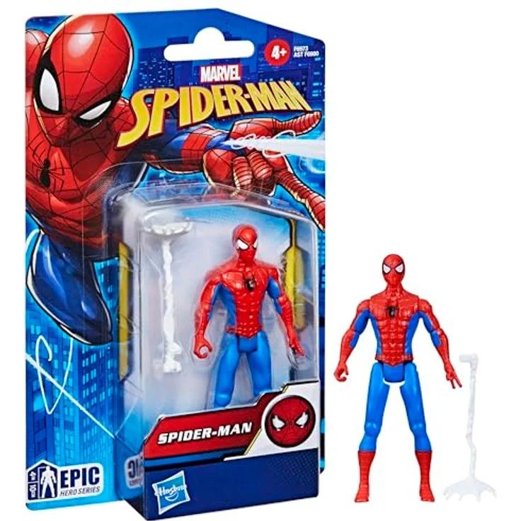 Marvel Spider-Man, klassischer Actionfigur in rot/blau, 10 cm mit Zubehör und mehreren Gelenkpunkten – Bild 2