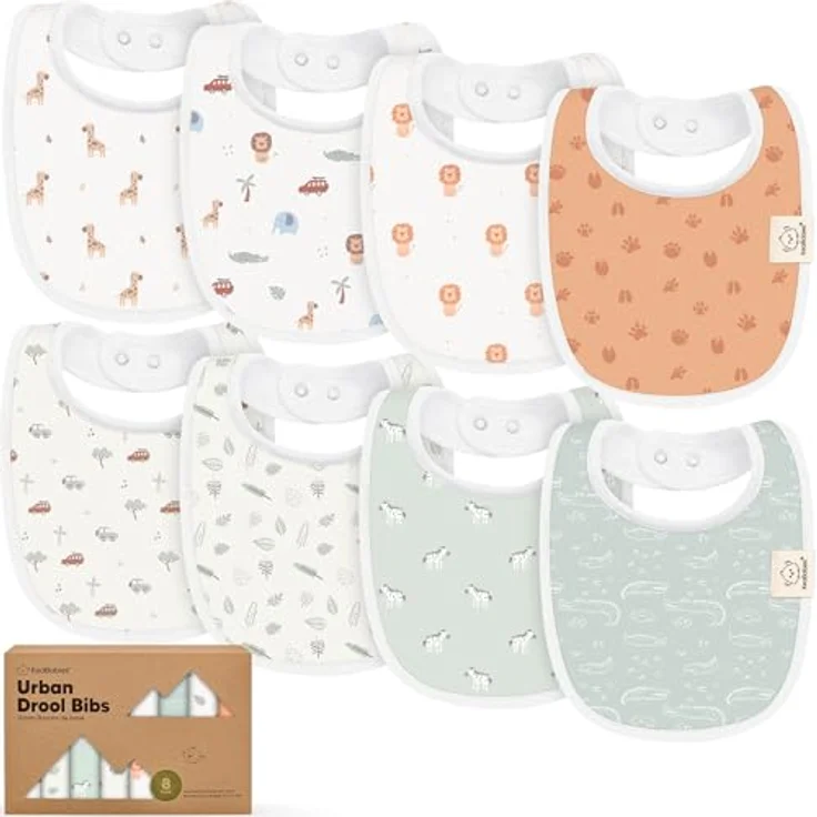 KeaBabies 8-Pack Bio Lätzchen für Babys, Saugfähige Baumwoll-Sabberlätzchen in unisex Wilderness-Design, Leicht zu Reinigen, 0-24 Monate – Bild 1