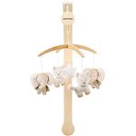 Nattou Mobile mit Spieluhr, Fuchs und Elefant, sanftes Wiegelied "La-Le-Lu", 50 cm, Flo Beige, Holz und Polyester, pflegeleicht, vegan und tierversuchsfrei