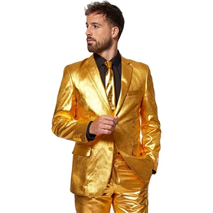 "Opposuits Anzug Groovy Gold Kostüm Anzug - Slim Fit, für Karneval und Silvester" – Bild 3
