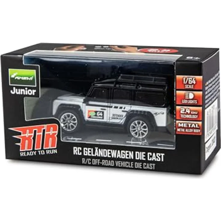 Amewi RC Geländewagen Die Cast ferngesteuert 1:64 RTR weiß, Metallkarosserie, 3 Geschwindigkeiten, bis zu 60 Minuten Fahrzeit – Bild 1