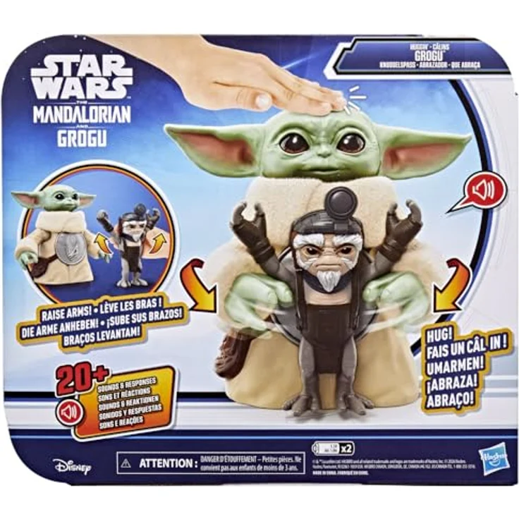 Star Wars Knuddelspaß Grogu, 16,5 cm große elektronische Action-Figur mit Anzellaner, interaktives Spielzeug mit über 20 Geräuschen für Kinder ab 4 Jahren – Bild 3