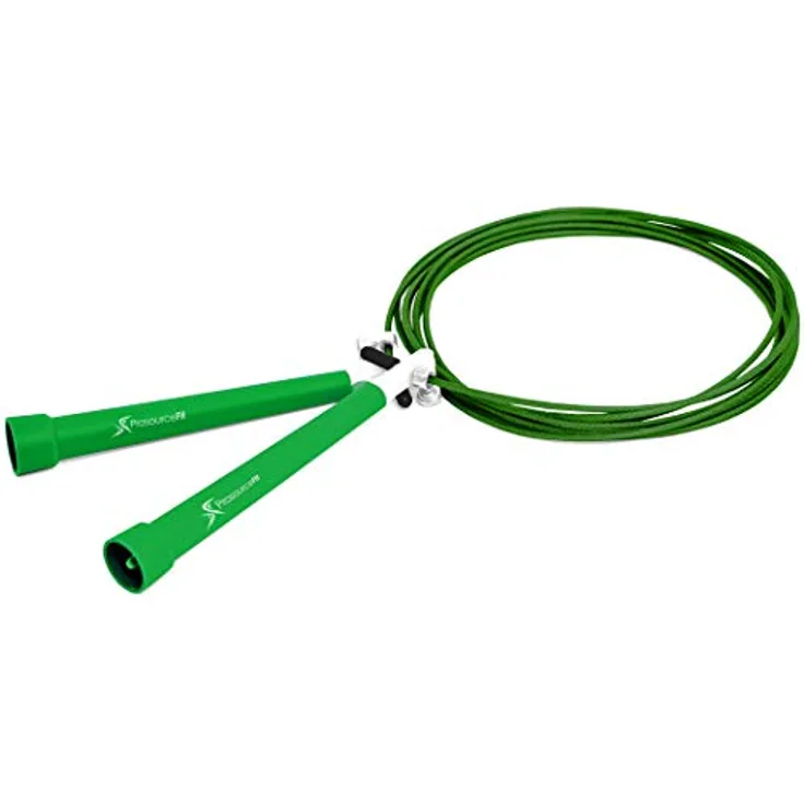 ProSource Speed Springseil 25,4 cm Länge verstellbar, Griffe Kunststoff, schnell Drehen für Cardio, Boxen, grün, 10-Feet