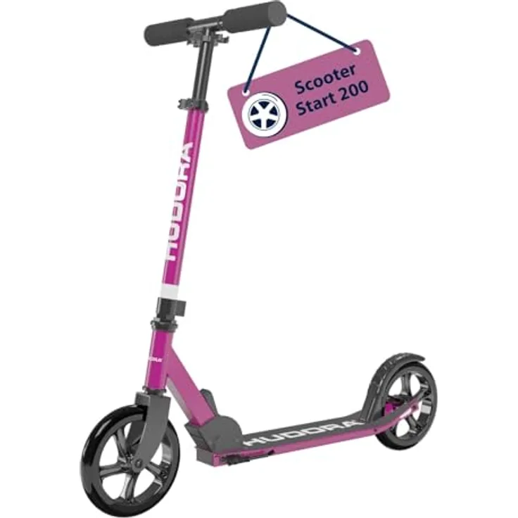 HUDORA Scooter Start 200, stabiler Aluminium-Roller, höhenverstellbar & zusammenklappbar, für Kinder & Erwachsene bis 100kg, purple