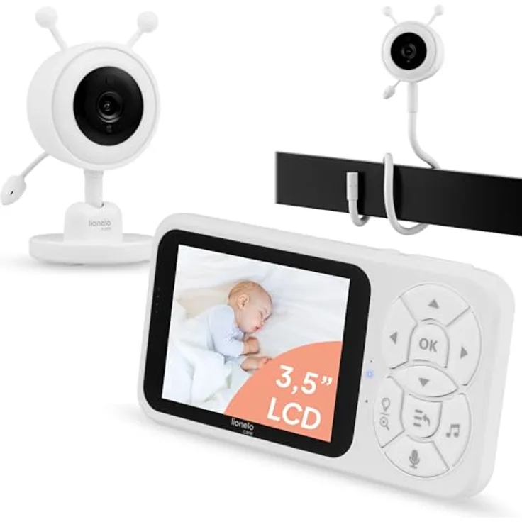 Lionelo Babyline 3.4 – Babyphone mit Kamera, 3,5" Display, Nachtsicht, 4× Zoom, Gegensprechen, Temperatursensor, 3000mAh Akku, 200 m Reichweite, ohne WLAN