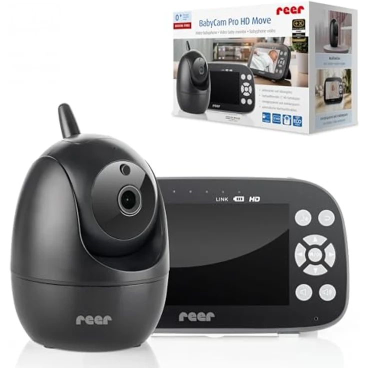 reer BabyCam Pro HD Move, digitales Video-Babyphone mit 5" HD-Bildschirm, 300m Reichweite, schwenk- & neigbare Kamera, Nachtsicht und 4-fach Zoom – Bild 1