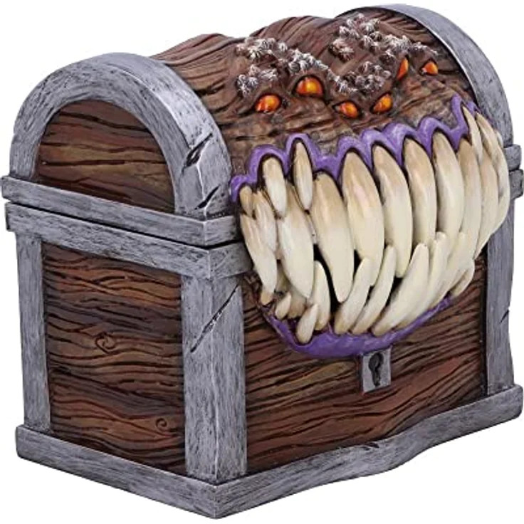 Nemesis Now Dungeons & Dragons Aufbewahrungsbox Mimic Box, handgefertigt aus hochwertigem Resin, lila Innenraum, designte als Mimic mit 6 Augen und Fangzähnen – Bild 6