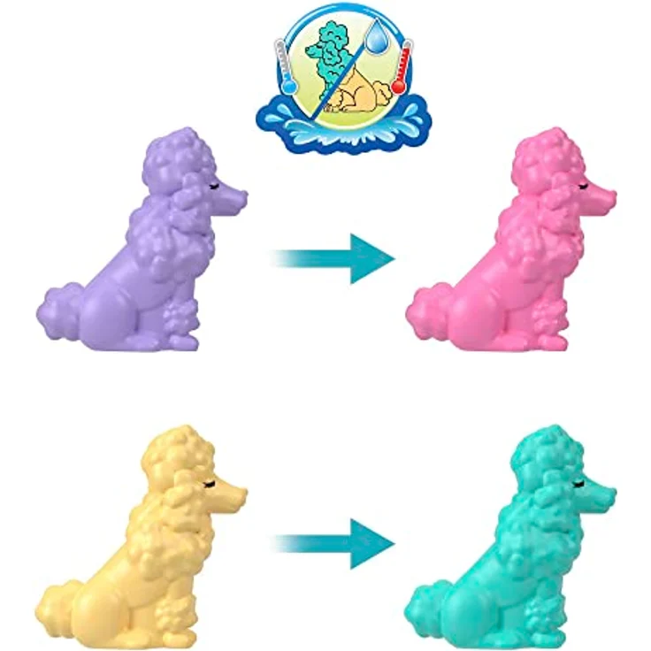 POLLY POCKET Pudel Schatulle - Spielset mit Wasserspaß und 2 Teilen mit Farbwechseleffekt, 12 Zubehörteilen und 5 Funktionen, für Kinder ab 4 Jahren, HKV35 – Bild 5