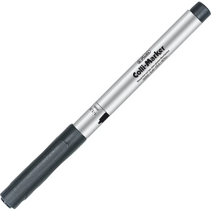 Herlitz Permanentmarker Colli, 10er-Pack, wasserfest, schwarz, Strichstärke 1-1,5 mm, Kegelspitze