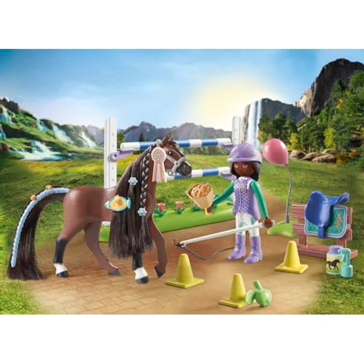 Playmobil® Konstruktions-Spielset Zoe & Blaze mit Turnierparcours (71355), Horses of Waterfall, (67 St), teilweise aus recyceltem Material – Bild 3